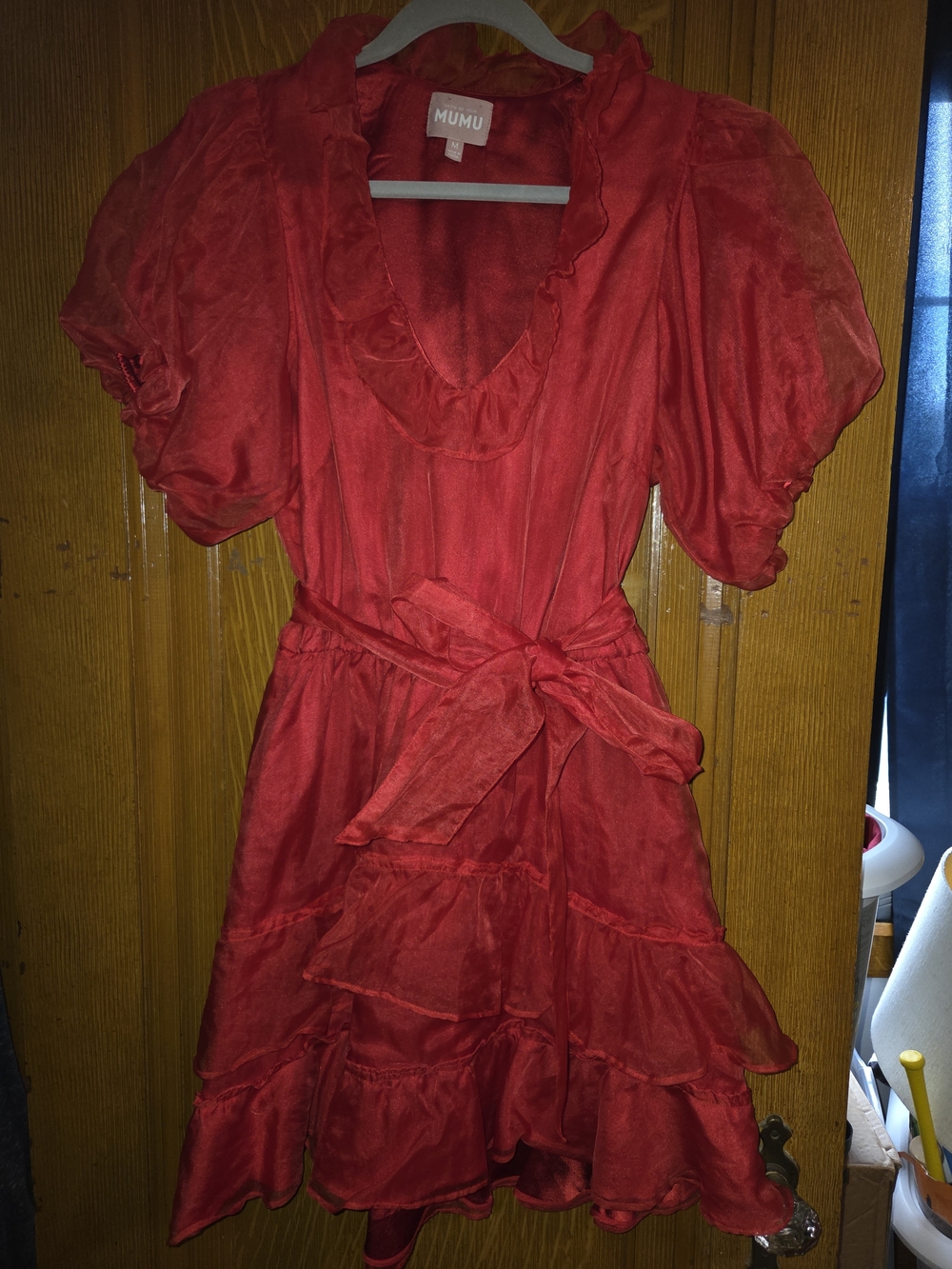 Show Me Your Mumu Red Ruffled Tiered Dress- Size M